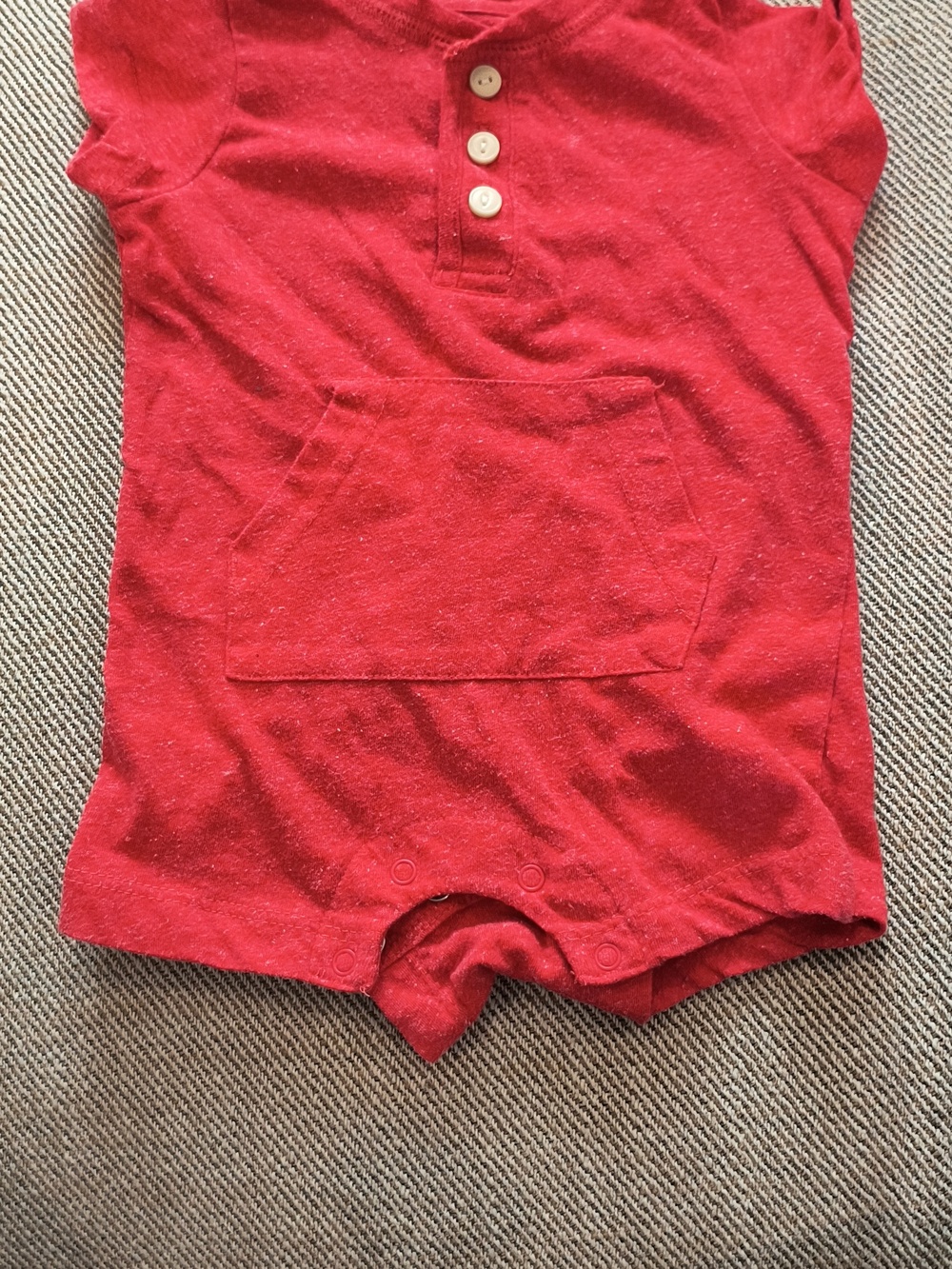 Primary Red Button-Neck Footed One-Piece Romper (0-3m)